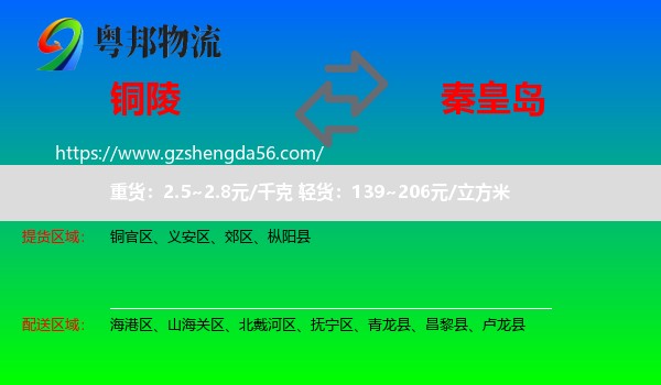 铜陵到秦皇岛物流