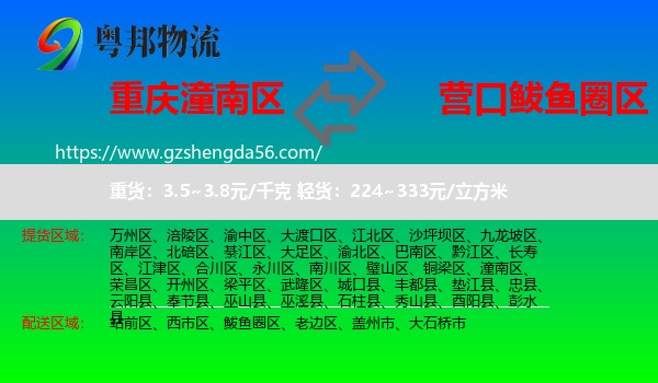 潼南区到鲅鱼圈区物流专线