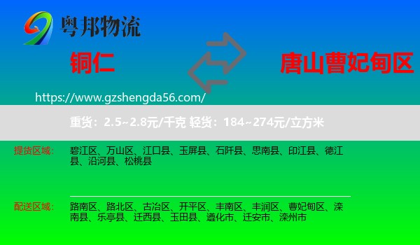 铜仁到曹妃甸区物流专线