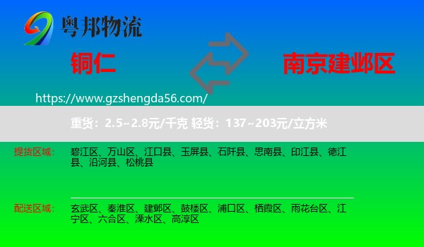 铜仁到建邺区物流专线