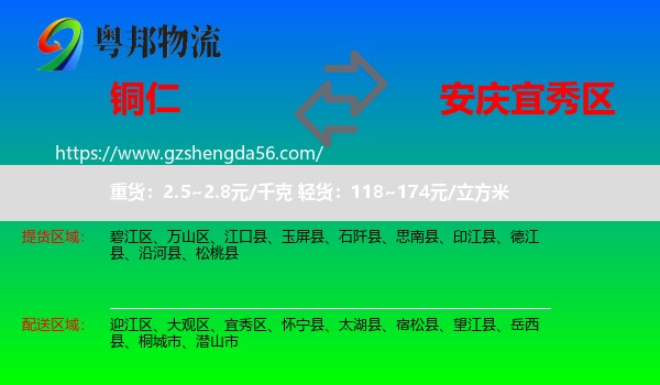 铜仁到宜秀区物流专线