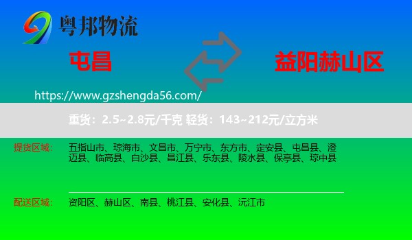 屯昌县到赫山区物流专线