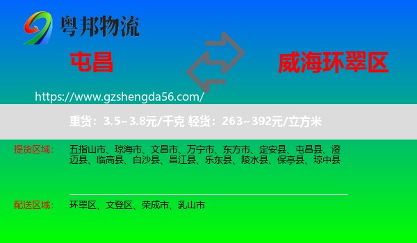屯昌县到环翠区物流专线