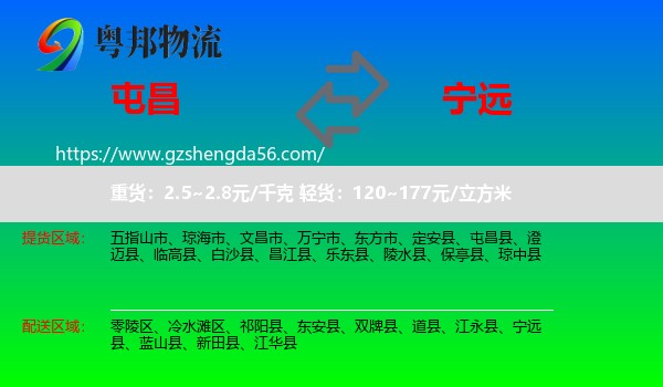屯昌县到宁远县物流专线
