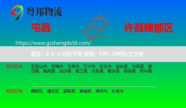 屯昌县到魏都区物流专线