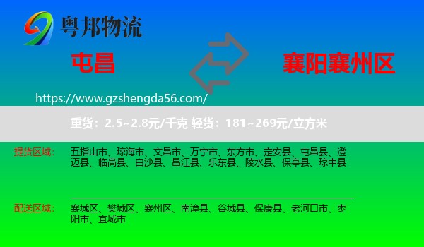 屯昌县到襄州区物流专线