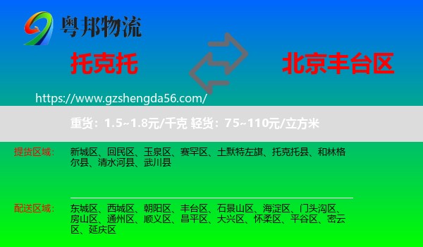 托克托县到丰台区物流专线