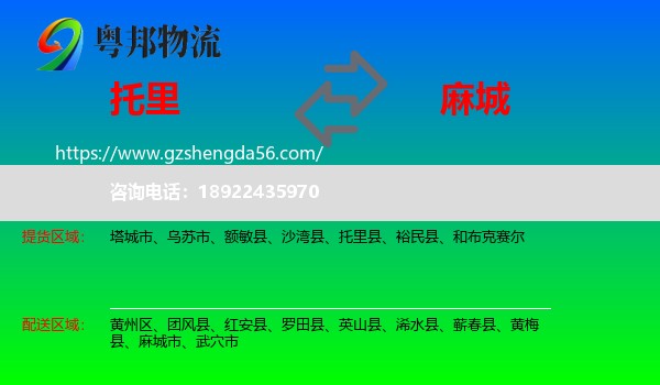 托里县到麻城市物流专线
