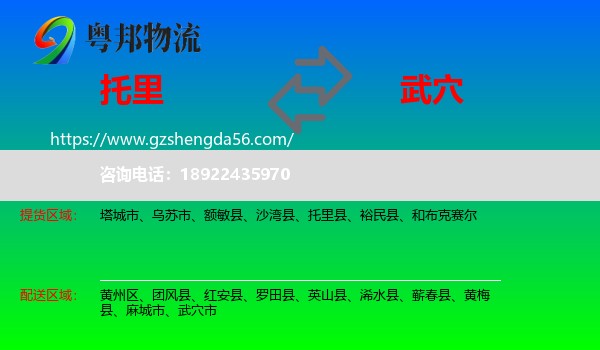 托里县到武穴市物流专线