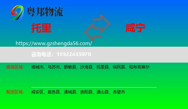托里县到咸宁物流专线
