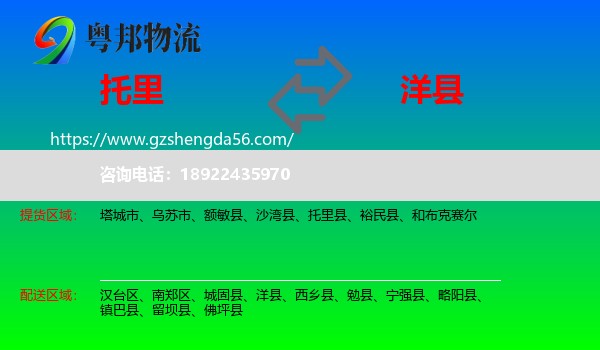 托里县到洋县物流专线