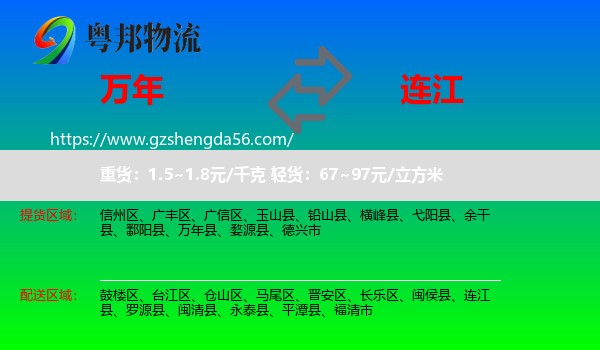 万年县到连江县物流专线