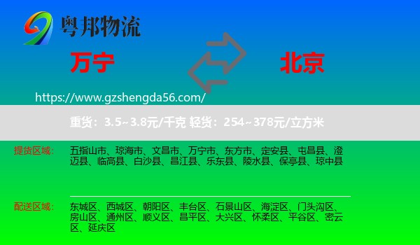 万宁市到北京专线