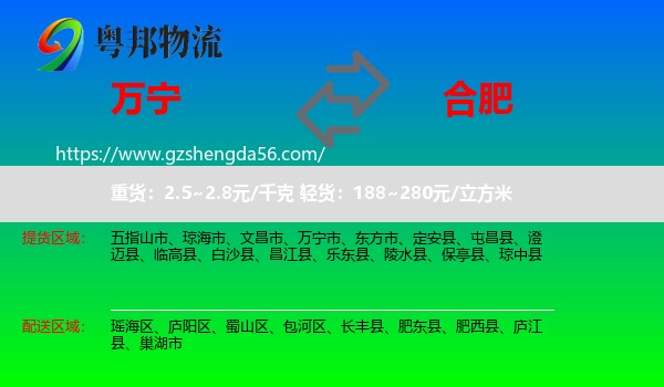 万宁市到合肥专线