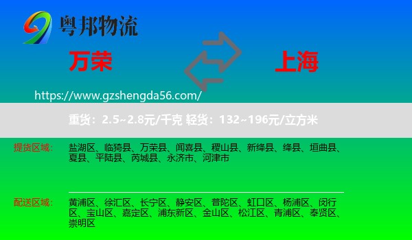万荣县到上海专线