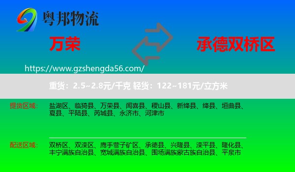 万荣县到双桥区物流专线