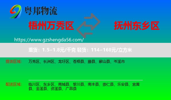 万秀区到东乡区物流专线