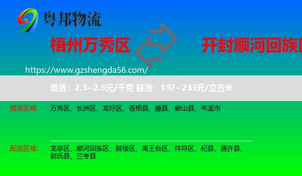 万秀区到顺河回族区物流专线