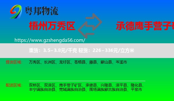万秀区到鹰手营子矿区物流专线