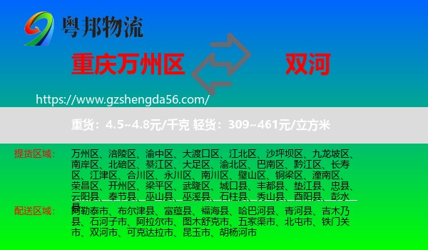 万州区到双河市物流专线