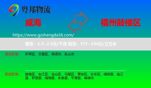威海到鼓楼区物流专线