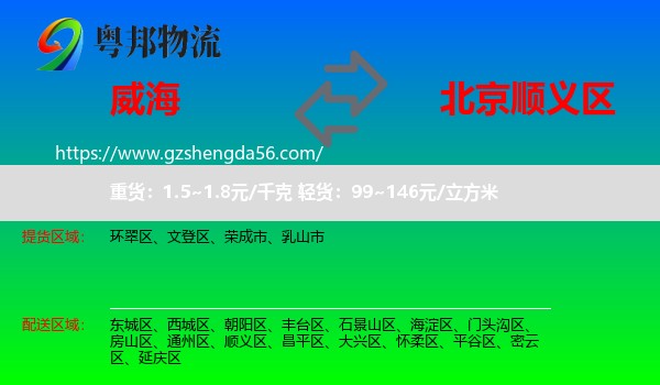威海到顺义区物流