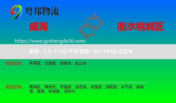 威海到桃城区物流专线