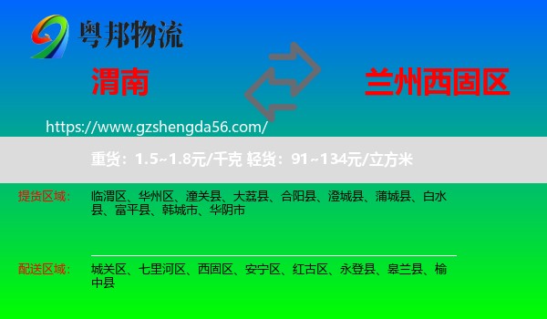 渭南到西固区物流专线