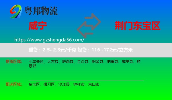 威宁县到东宝区物流专线