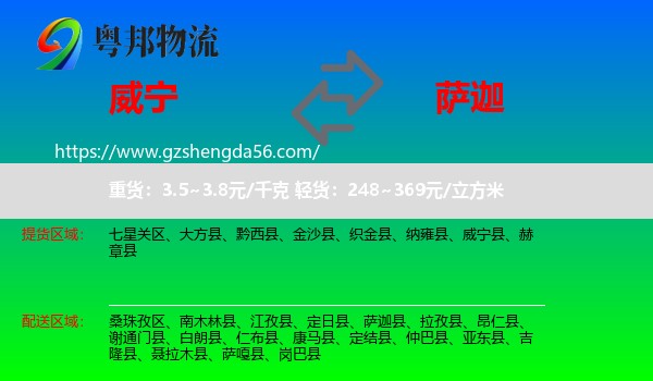 威宁县到萨迦县物流专线