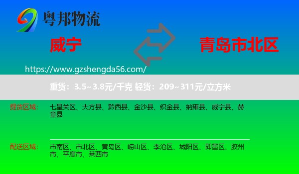 威宁县到市北区物流专线