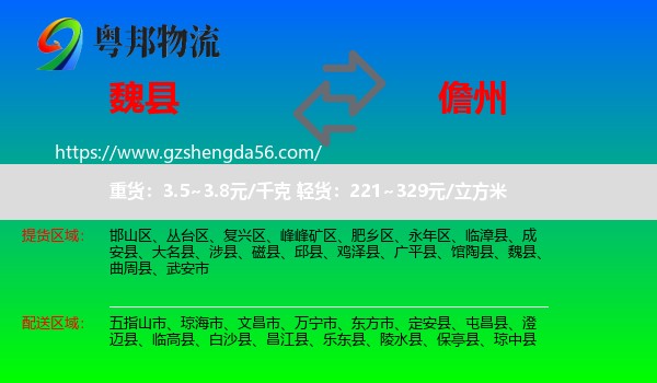魏县到儋州物流