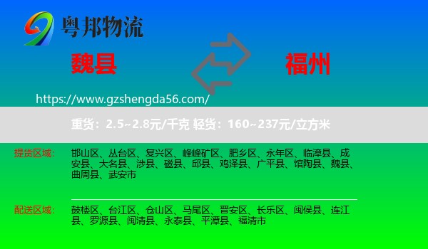 魏县到福州专线