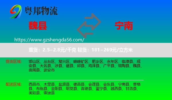 魏县到宁南县物流专线