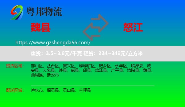 魏县到怒江物流