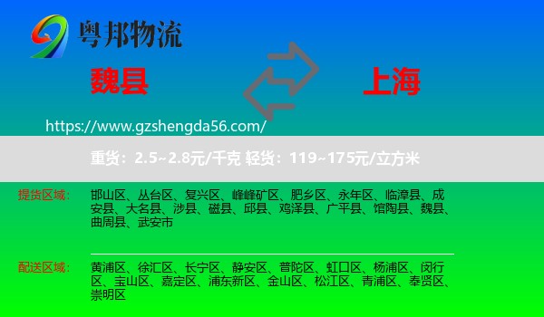 魏县到上海专线