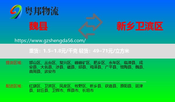 魏县到卫滨区物流专线