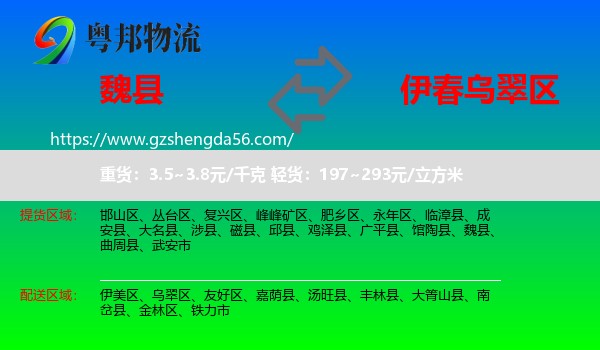 魏县到乌翠区物流专线