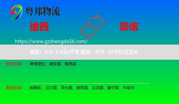 维西县到崇信县物流专线