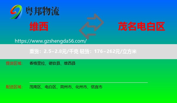 维西县到电白区物流专线