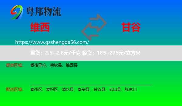 维西县到甘谷县物流专线