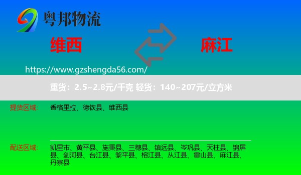 维西县到麻江县物流专线