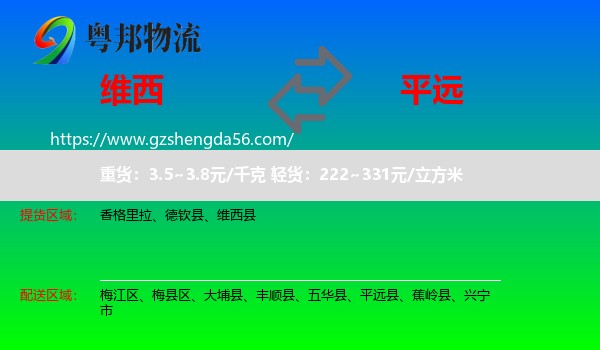 维西县到平远县物流专线