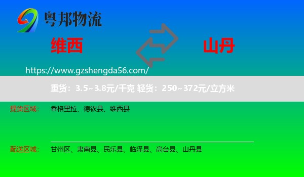 维西县到山丹县物流专线