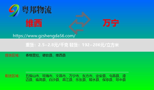 维西县到万宁市物流专线