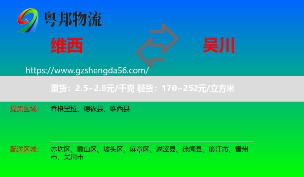 维西县到吴川市物流专线