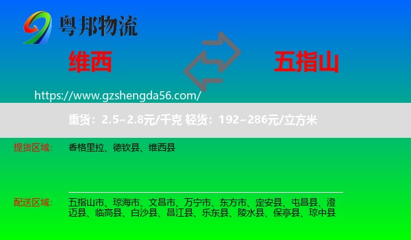 维西县到五指山市物流专线