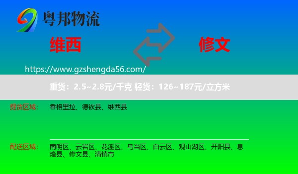 维西县到修文县物流专线