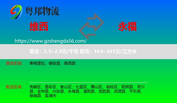 维西县到永福县物流专线