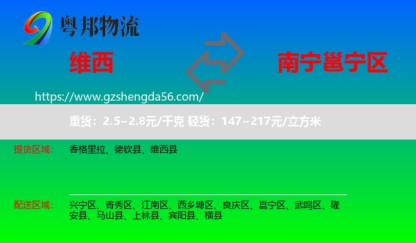 维西县到邕宁区物流专线